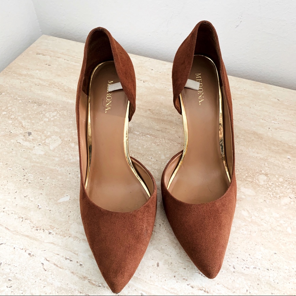 Merona nude pump brown high heels size 8.5